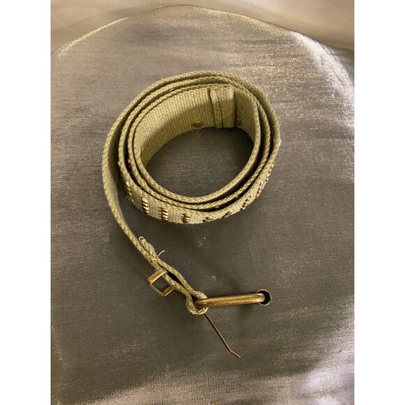 Women's Army Green Webbing Belt Studs Faux diamonds Size 10 (42 inch end to end) - Picture 2 of 14